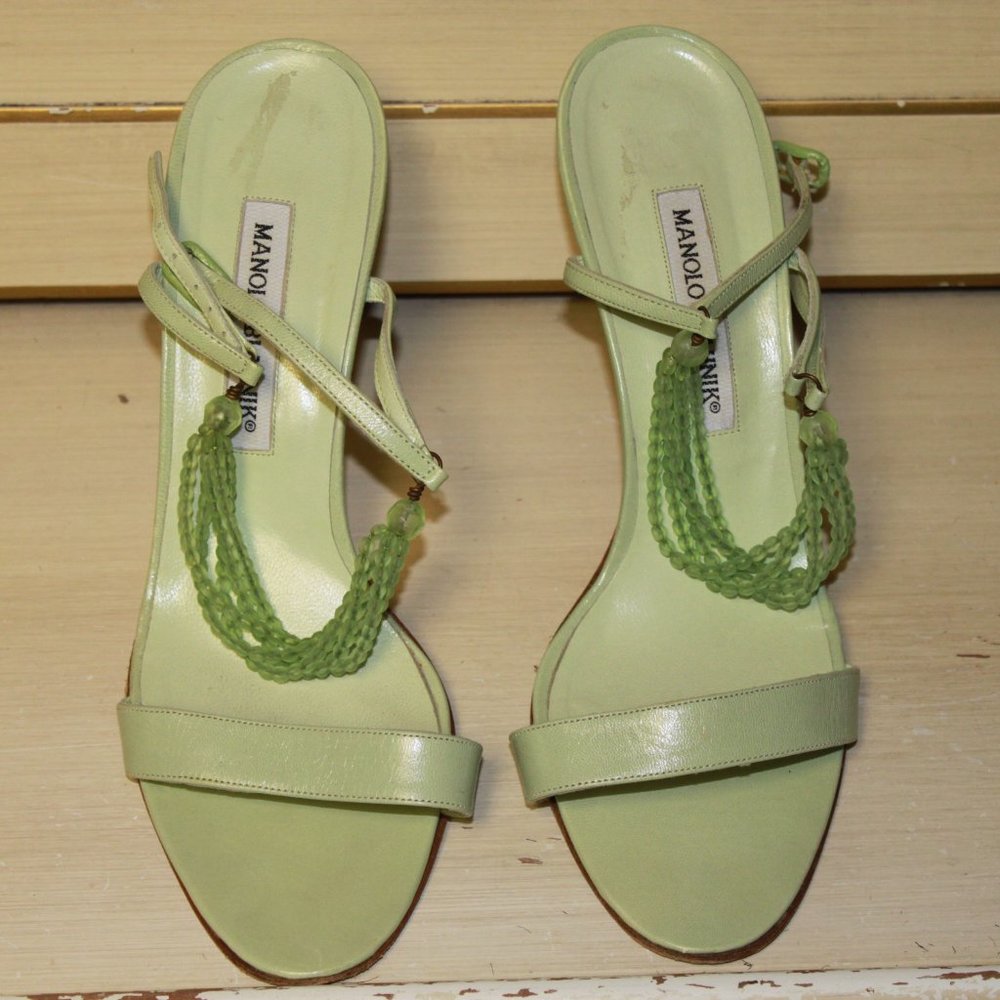 Manolo Blahnik Green Sandals - Picture 4 of 6